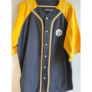 The Edge NFL Pittsburgh Steelers Black/Yellow Button-Front Shirt Size Large